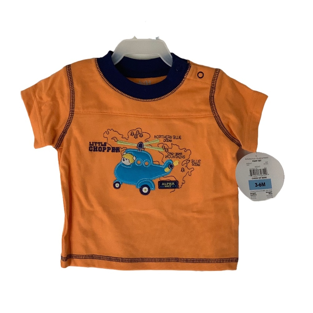 NEW WITH TAGS Child of Mine Orange and Blue Helicopter Shirt